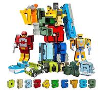 OBEST Number Transforming Robot Toys 15Pcs, Assemble Alphabet Building Blocks Kits, Transform Into Car Vehicle/Dinosaur,Education Cognitive Letter,Early Learning Gift for Boy Girl