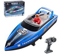OBEST Remote Control Boat with LED Lights, 2.4 GHz 15 km/h High Speed Remote Control Boat, High/Low Speed Remote Control Speedboat, 120 min Endurance, Swimming Pool/Lake/Pond Toy