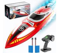 OBEST Remote Control Boat with LED Lights for Pools Lakes, 2.4GHz High Speed 30+kph 60mins Fast Racing Boat with Rechargeable Batteries, Lights Auto Flip Waterproof Cruise Control Toy for Adults