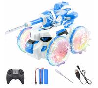 OBEST Remote Control Car, RC Truck That Shoots, 2.4Ghz Shooting Waterproof Car with Light,360 ° Stunt Rotation, 4WD All-Terrian Off-Road, Automatic Water Absorption (blue)