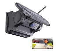 OBEST Solar Wireless Reversing Camera, Rechargeable Backup Camera 1080P Rear View Camera for Car Truck Trailer Motorhome, Connect to Phone DVR Recording Night Vision Magnetic Suction Mount Waterproof