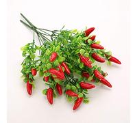 Obetuens 10PCS Artificial Pepper Bouquet Fake Chili Bouquet Simulation Fruits Pepper Bunch Plastic Fake Plant for Home Party Office Decor it's perfect to exhibition (red+Green)