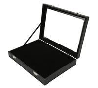 Obetuens Pin Display Case with Transparent Glass Lid, Locking Buckle, and Soft Sponge Lining for Jewelry, Pins, Badges, Military Medals, Brooches Storage Box for Collectibles
