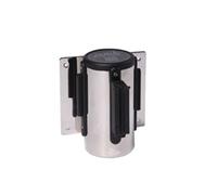 Obex Wall Mounted Belt Barrier; 3900 mm; Chrome + Red/White Chevron