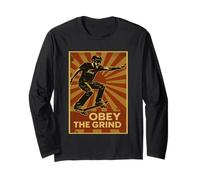 Obey grinding vintage skateboarding with punk discipline Long Sleeve T-Shirt