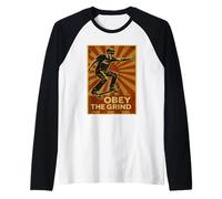 Obey grinding vintage skateboarding with punk discipline Raglan Baseball Tee