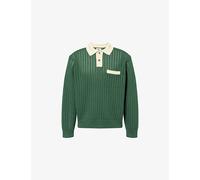 Obey Mens Obey Jasper Cotton-Blend Polo Knitted Sweater Pine Needle Multi XL