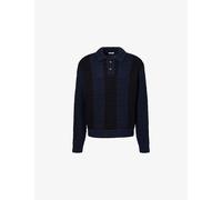 Obey Mens Obey Textured Rugby Cotton-Knit Polo Jumper Dark Navy Multi XL