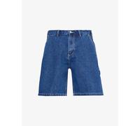 Obey Mens Stone Wash Indigo Bigwig Brand-appliqué Denim Shorts 32