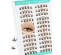 Obeyalash Brown Cluster Lashes Wispy Eyelashes Thin Band Natural Individual Lashes C Curl 7-12mm Eyelash Clusters Volume 120pcs DIY At Home Lightweight and Comfortable