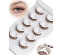 Obeyalash Brown Pre Glued Lashes Wispy Self Adhesive Eyelashes Strip Reusable No Glue Needed Natural Look Stick Glueless Lashes Short C Curl Easy Eyelashes For Beginners Diy Press On