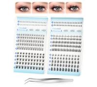 Obeyalash Cluster Lashes kit DIY Lash Extensions - Lash Book 282Pcs Clusters Manga Wispy C Curl Cluster Eyelashes Natural, 8-14mm + 5mm Underlash Lashes with Tweezer