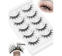 Obeyalash Manga Pre Glued Lashes Natural Look No Glue Eyelashes Wispy Self Adhesive False Eyelashes Anime Glueless Reusable Press On Lashes No Glue Needed Easy Use for Beginners(6D30)