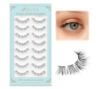 Obeyalash Natural False Eyelashes, 10 Pairs Strip Lashes Set, Handmade Natural Look Soft Lashes, Transparent Clear Band, Flutter Spiky Volume 7-12mm DIY at Home