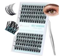 Obeyalash No Glue Lashes Press On Lashes Self Adhesive Lash Clusters 120pcs Preglued Eyelashes Clusters with Lash Tweezers Reusable Glueless Lash Extension Self Stick Individual Lashes Natural 8-16mm