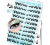 Obeyalash Pre Glued Cluster Lashes 120pcs - Fox Eye Self Adhesive Eyelashes Clusters, Left & Right Design No Glue Needed Eyelash C Curl, Stick On Lashes Kit with Tweezers