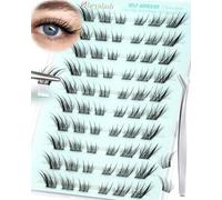 Obeyalash Pre Glued Eyelashes Fox Eye Pre Glued Lash Clusters No Glue Needed Press on Lashes Wispy Self Adhesive Cluster Lashes with Tweezers Easy to Apply Individual Self Adhesive Eyelashes Kit