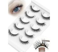 Obeyalash Pre Glued Eyelashes Natural Look Self Adhesive Eyelashes Wispy 5pairs Adhesive Lashes No Glue Needed Reusable Stick On Lashes Glueless DIY at Home (6D09)