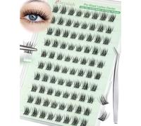Obeyalash Pre Glued Eyelashes Wispy Natural Pre Glued Lash Clusters No Glue Needed Press on Lashes Self Adhesive Cluster Lashes with Tweezers 13-14mm Individual Self Adhesive Eyelash Kit