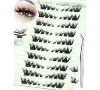 Obeyalash Pre Glued Lash Clusters Fox Eye Self Adhesive Cluster Lashes No Glue Needed Press on Lashes Cateyes with Tweezers Easy to Apply Individual Self Adhesive Eyelashes Kit (J05-Fox Eye)