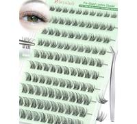 Obeyalash Pre Glued Lash Clusters Spiky Natural Pre Glued Eyelashes No Glue Needed Press on Lashes with Tweezers Easy to Apply 8mm 10mm 12mm 14mm Individual Self Adhesive Eyelash Kit (J06)