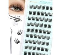 Obeyalash Pre Glued Lashes Cluster Self Adhesive Lash Clusters No Glue Needed Eyelash Extensions Kit with Tweezers Press on Individual Eyelashes Glueless Natural Look for Everyday Wear (XX)