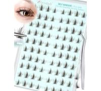 Obeyalash Self Adhesive Brown Cluster Lashes, Press On Pre Glued Wispy Eyelashes No Glue Needed DIY Lash Extensions Natural Look with Tweezer (JL)