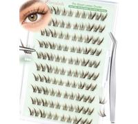 Obeyalash Self Adhesive Cluster Lashes G-JWT, Brown Fox Eye Press On Lashes, Left and Right Eye Design, Pre-Glued No Glue Needed DIY Eyelash Extensions with Tweezers(G-JWT)