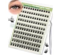 Obeyalash Self Adhesive Eyelash Clusters, Press-On Cluster Lashes, Natural C Curl 8mm 10mm 12mm 14mm No Glued Needed DIY Eyelash Extensions with Tweezers (G-09)
