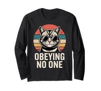 Obeying No One Retro Cat Long Sleeve T-Shirt