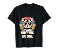 Obeying No One Retro Cat T-Shirt