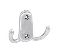 OBF Grimme Canelli 756151-29 Coat Hook Polished Chrome-Plated Width 17 mm Height 86 mm Double Hook Die-Cast Zinc