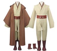Obi Wan Kenobi Cosplay Adult Men Hooded Robe Jedi Knight Outfits Laku Tunic Costume Halloween Robe Hooded Uniform Full Set L Brown Costume