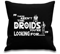 Obi Wan - These Aren't the droids quote Star Wars - Black canvas 8oz Cushion Cover 45x45cm square, concealed zip