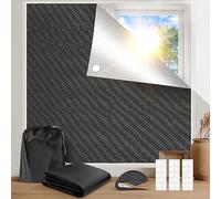 Obidodi 100% Blackout Blind, 250 x 145CM Travel Temporary Black out Blinds Stick on, Portable Blackout Blinds for Bedroom, Fits Any Size Shape Windows Blinds No Drilling for Loft, Caravan