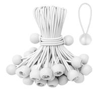 Obidodi 30PCS Bungee Cords with Balls, 4 Inch Flag Bungees, Bungee Balls for Tarpaulins, Banner, Tarp, Pavilions, Tents, Bungee Hooks, Holder, Flag Poles (White)