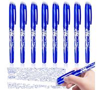 Obidodi 8 Erasable Gel Pens - Blue, Rub Out Pens with Rubbers for Kids & Adults, 0.5mm Point