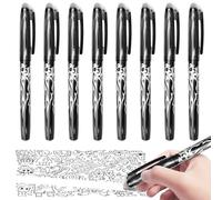 Obidodi 8 Erasable Pens Black, Friction Pens Rub Out Pens, Eraser Pens with Rubbers on the End for Kids and Adults, 0.5mm Erasable Gel Pens for Notebook School Office Stationery (Black)
