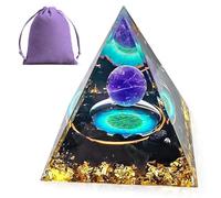 Obidodi Crystal Pyramid, Moonstone Crystal Ogan Chakra Energy Tower, Amethyst Orgone Pyramid Positive Energy Generator, Nature Reiki Chakra Crushed Stone Jewelry (Amethyst & Flower of Life)