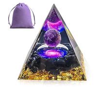 Obidodi Crystal Pyramid, Moonstone Crystal Ogan Chakra Energy Tower, Amethyst Orgone Pyramid Positive Energy Generator, Nature Reiki Chakra Crushed Stone Jewelry (Amethyst & Milky Way)
