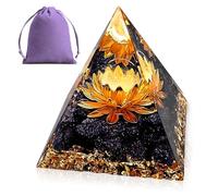 Obidodi Crystal Pyramid, Moonstone Crystal Ogan Chakra Energy Tower, Flower of Life Orgone Pyramid Positive Energy Generator, Nature Reiki Chakra Crushed Stone Jewelry (Blue Sandstone)