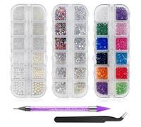 Obidodi Nail Gems, 5200PCS Nail Rhinestones for Craft, Crystals Nail Bedazzling Kit with Nail Pearls, Pick Up Tweezers, Dotting Pen for Nails, Clothes, Face, Art