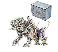OBIOCKIDAY 3D Metal Puzzle for Adults, 3D Metal Tiger Model Kit, 3D Metal Steampunk Mechanical Tiger 3D Puzzle Kit 3D Jigsaw Puzzle, 700+PCS DIY Assembly 3D Metal Animal Model Gift