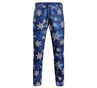 OBiQuzz Christmas Trousers Men's Suit Trousers with Christmas Print Trousers Tuxedo Trousers Regular Fit Business Suit Trousers Christmas Funny Party Costume Straight Christmas Chino Trousers for
