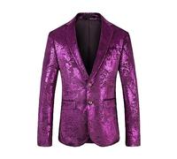 OBiQuzz Men's Regular Fit Casual Suit Jacket Wedding Blazer Tuxedo Shiny Jacket Sequins Tuxedo Blazer Casual Jacket Suit Jackets Jacquard Colourful Jacket for Prom Party, hot pink, Size: XXL