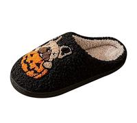 OBiQuzz Warm Slippers, Women's Funny Halloween Slippers, Ghost Mules, Plush Slippers, Memory Foam Felt Slippers, House Slippers, Lined Winter Slippers, Slippers, black, 8 UK