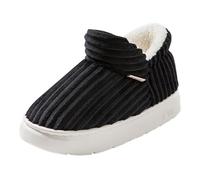 OBiQuzz Women's Closed Fluffy Slippers with Plush Lined Soft Comfortable Slippers Non-Slip House Slippers Cuddly House Boots Winter Warm Hut Shoes, Black18, 3.5