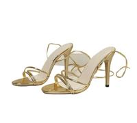 OBiQuzz Women's Sandals with Heel Pumps Women's High Heels Sandals Peep Toe Heel Shoes Strappy Sandals Dress Shoes Sling Pumps Party Wedding Shoes Summer Shoes Heel Shoes Women's Sandals, gold, 38