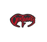 Obituary Death Metal Band Red Patch Badge Embroidered Iron on Applique Souvenir Accessory