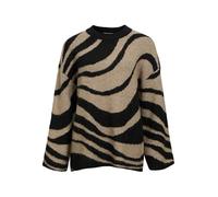 Object OBJDIANA LO L/S Knit Pullover Noos, Black/Pattern: Zebra Desert Taupe, M/L